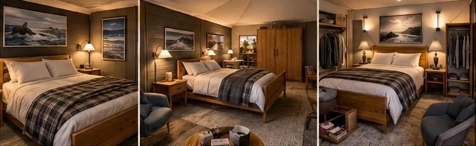 Workplace tent private bedrooms for project crews