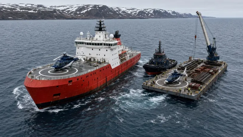 H160 helicopters landed on the ship and a support barge