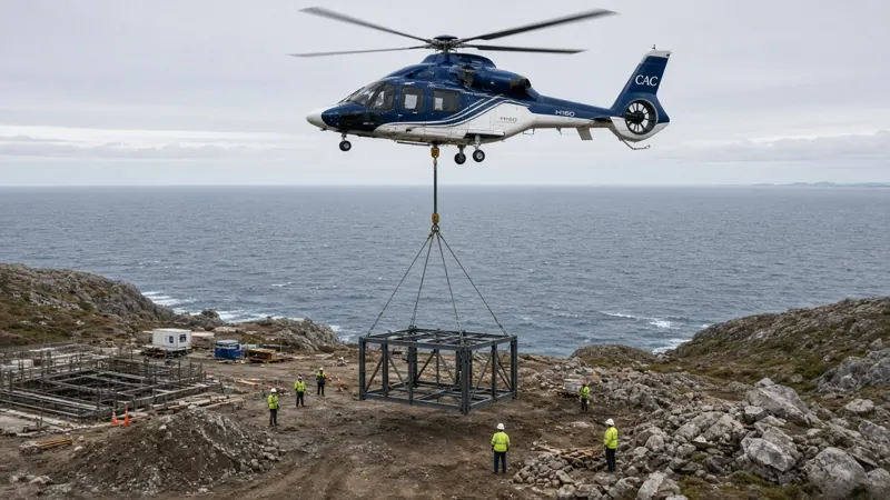 H160 helicopter slinging a load to a work site