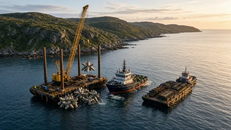 Barge-mounted crane and marine equipment